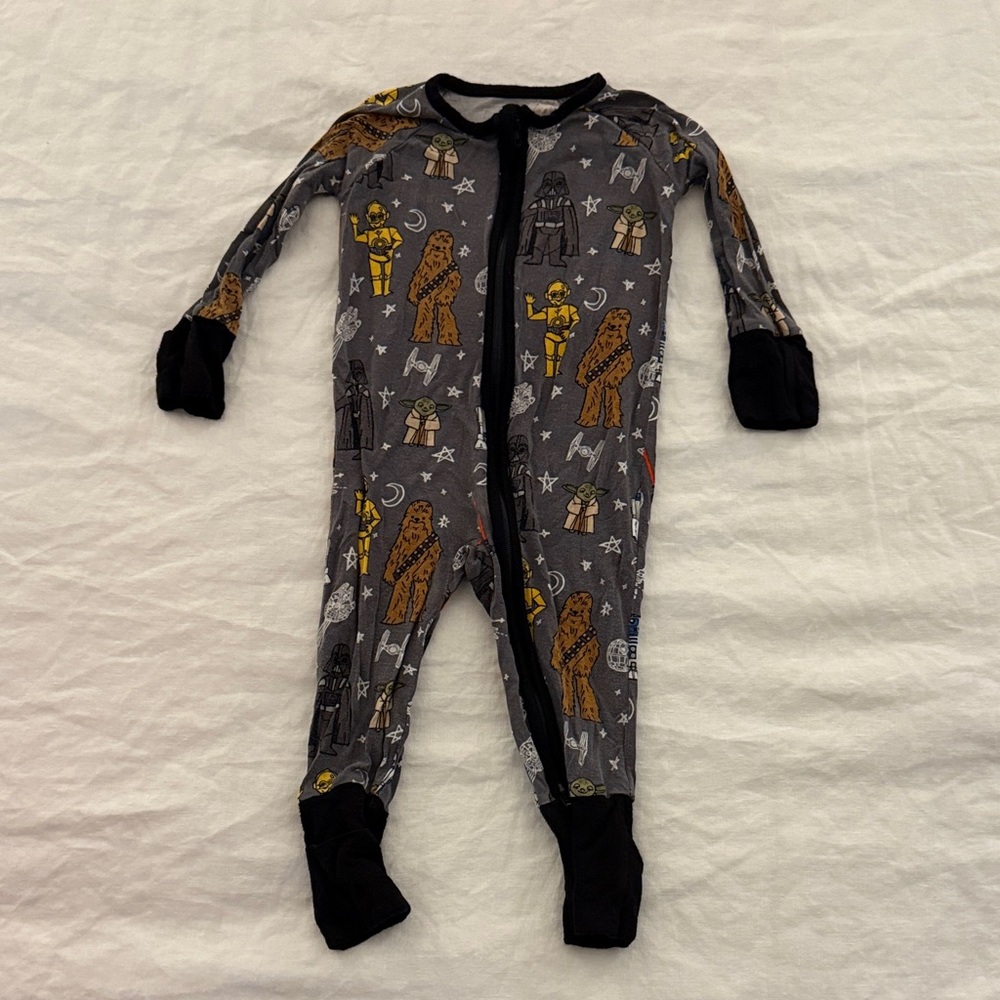 Little Sleepies Gray & Black Star Wars Character Footed One-Piece